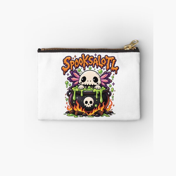 Item preview, Spooksalotl Cute Skeleton Axolotl Witch Cauldron Halloween Design designed and sold by MAPDDesigns.