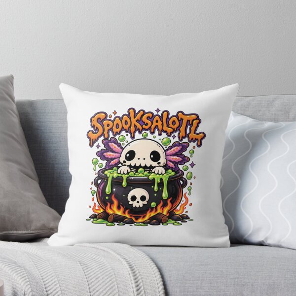 Item preview, Spooksalotl Cute Skeleton Axolotl Witch Cauldron Halloween Design designed and sold by MAPDDesigns.