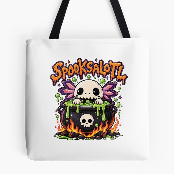 Item preview, Spooksalotl Cute Skeleton Axolotl Witch Cauldron Halloween Design designed and sold by MAPDDesigns.