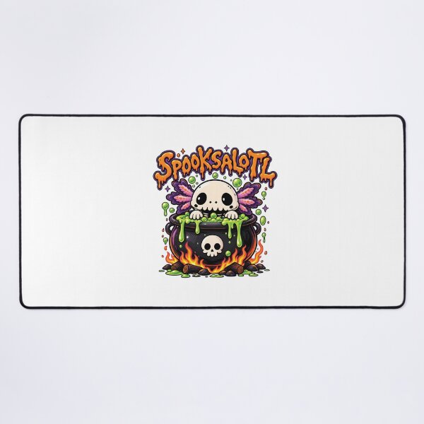 Item preview, Spooksalotl Cute Skeleton Axolotl Witch Cauldron Halloween Design designed and sold by MAPDDesigns.