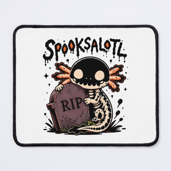 Item preview, Spooksalotl Skeleton Axolotl Graveyard RIP Tombstone Halloween Design designed and sold by MAPDDesigns.