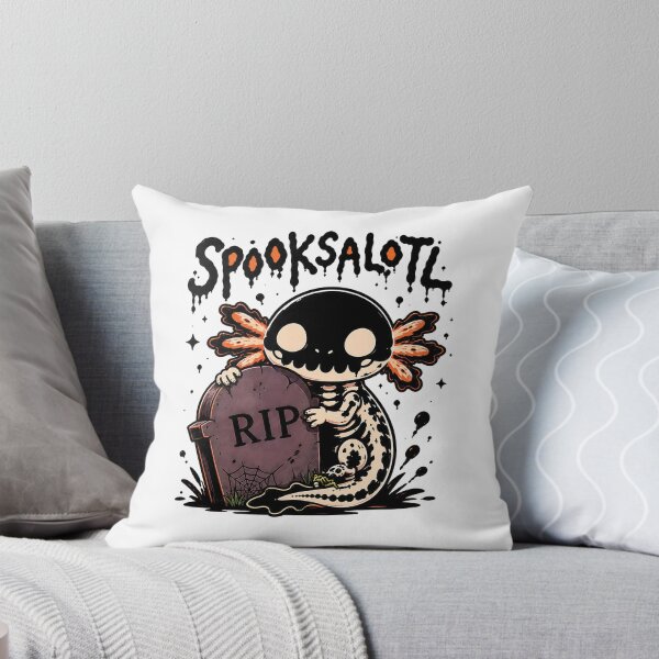 Item preview, Spooksalotl Skeleton Axolotl Graveyard RIP Tombstone Halloween Design designed and sold by MAPDDesigns.