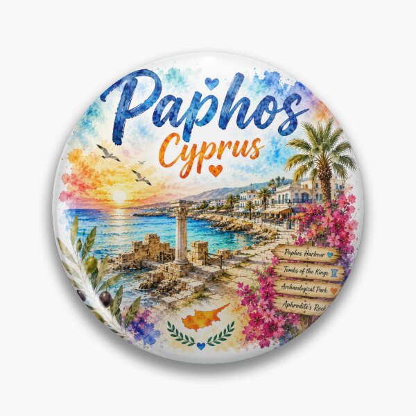 Artikelvorschau, Paphos, Zypern, Mittelmeerparadies, Aquarell-Reisekunst entworfen und verkauft von GusiaTreasures.
