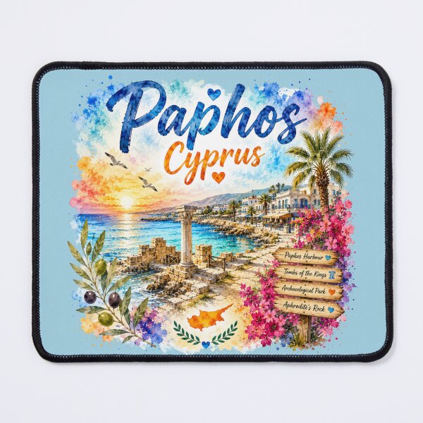 Item preview, Paphos Cyprus Mediterranean Paradise Watercolor Travel Art designed and sold by GusiaTreasures.
