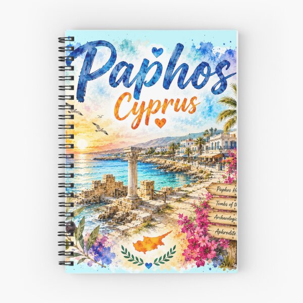 Item preview, Paphos Cyprus Mediterranean Paradise Watercolor Travel Art designed and sold by GusiaTreasures.