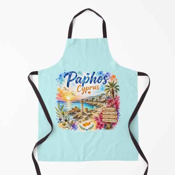 Item preview, Paphos Cyprus Mediterranean Paradise Watercolor Travel Art designed and sold by GusiaTreasures.