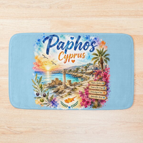 Item preview, Paphos Cyprus Mediterranean Paradise Watercolor Travel Art designed and sold by GusiaTreasures.
