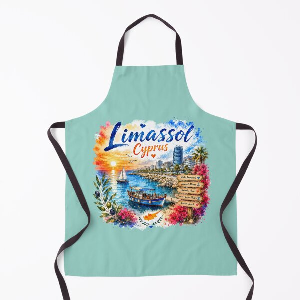 Item preview, Limassol Cyprus Mediterranean Coast Watercolor Travel Art designed and sold by GusiaTreasures.