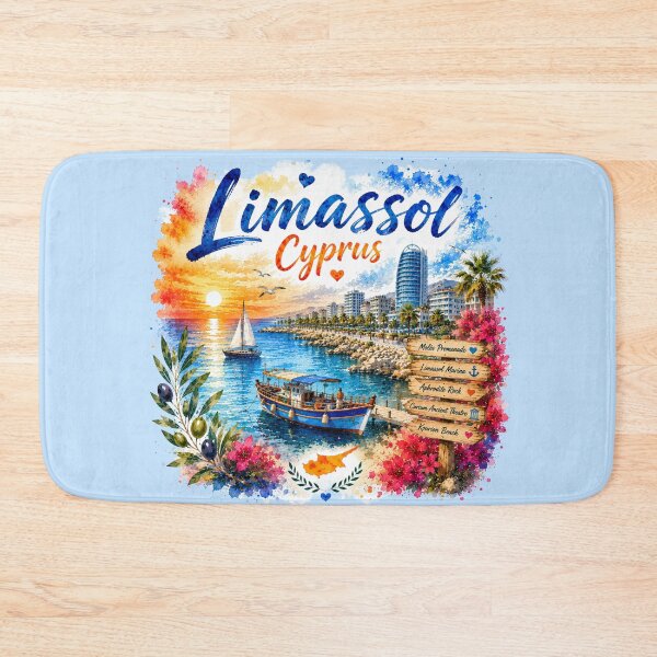 Item preview, Limassol Cyprus Mediterranean Coast Watercolor Travel Art designed and sold by GusiaTreasures.