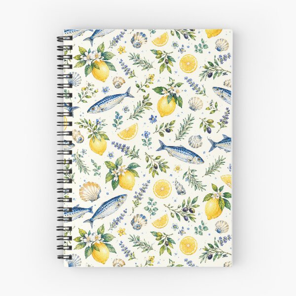 Item preview, Mediterranean Sardine & Lemon Watercolor Seamless Pattern designed and sold by Verycutethings.