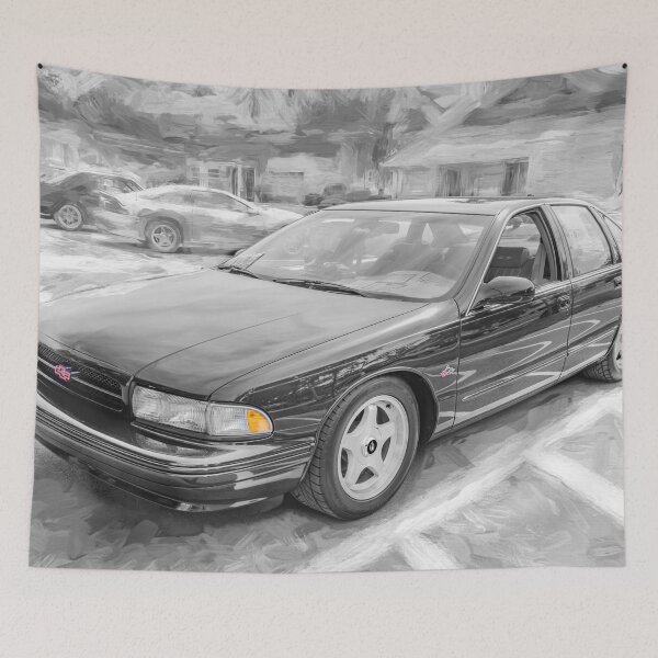 Item preview,  1996 Chevy Impala SS Dark Cherry Metallic Technical Blueprint Car Poster designed and sold by RichFrancoCars.
