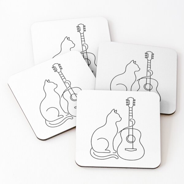 Item preview, Cat and Guitar Minimalist Design – Cute Musician Cat Gift for Cat Lovers & Guitar Players designed and sold by PrintforDesign.
