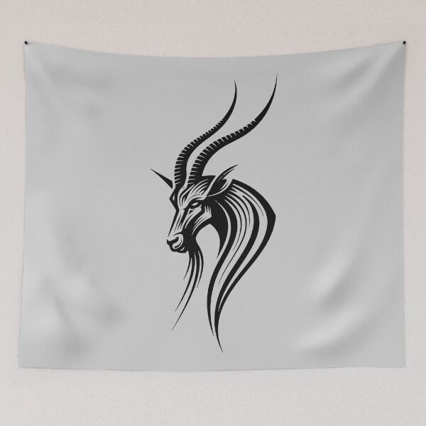 Item preview, Majestic Horned Goat Tribal Line Art designed and sold by ClubVacay.