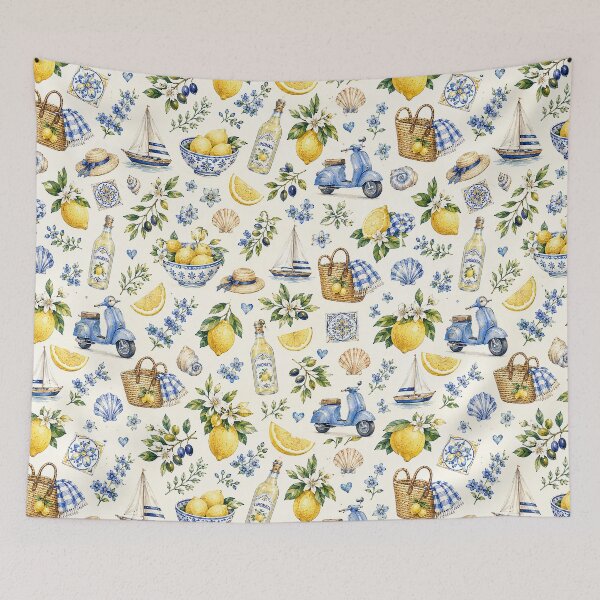 Item preview, Mediterranean Lemon Summer Watercolor Seamless Pattern designed and sold by Verycutethings.