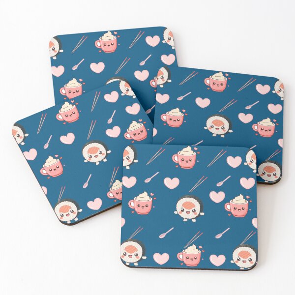 Item preview, Cute Kawaii Sushi And Coffee Pattern Design designed and sold by Azurart2.