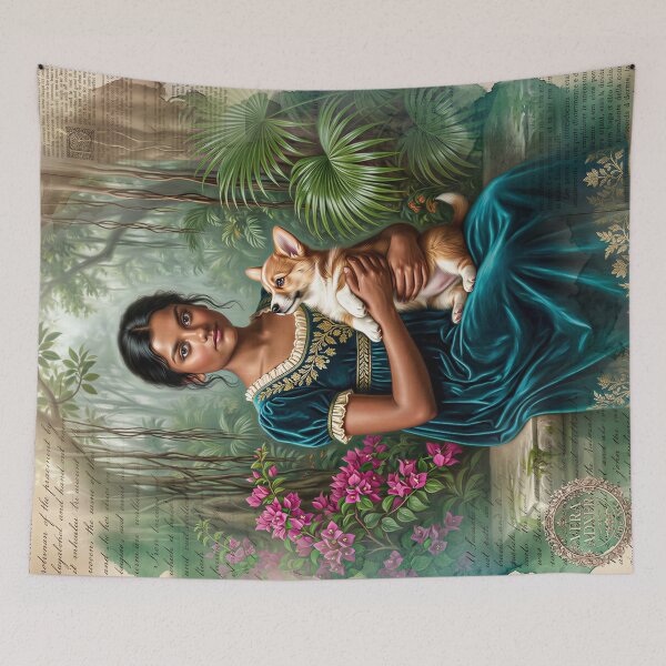 Item preview, Regency Lady with Puppy in Garden designed and sold by Vera-Adxer.