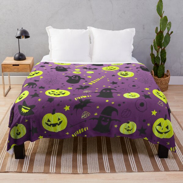 Item preview, Spooky Season Collage – Cute Halloween Doodles | Chartreuse & Purple designed and sold by Frohyou.
