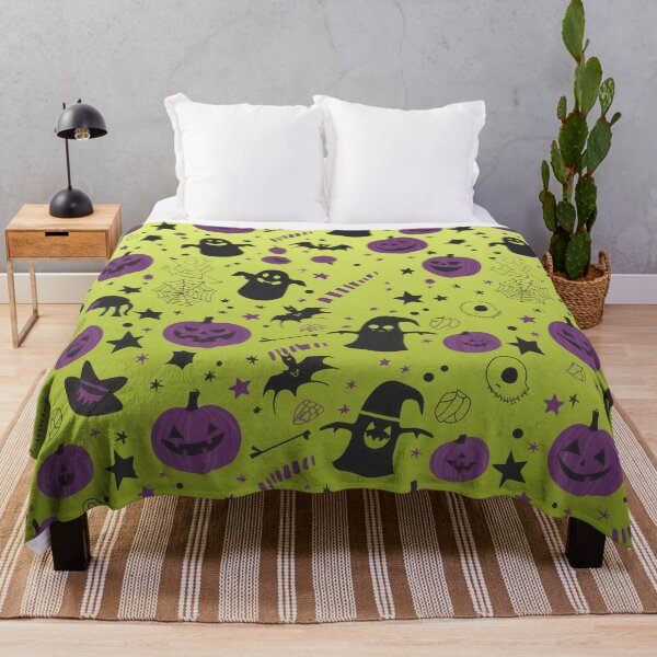 Item preview, Spooky Season Collage – Cute Halloween Doodles | Purple & Chartreuse designed and sold by Frohyou.