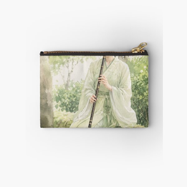Item preview, Beautiful Watercolor Hanfu Girl with Flute Chinoiserie Art designed and sold by PastelPetalsCo.