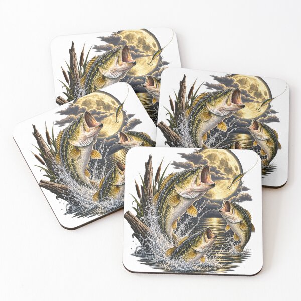 Item preview, Bass Fish Howling To The Moon Vintage Angler Fisherman  designed and sold by drawwiika+44.