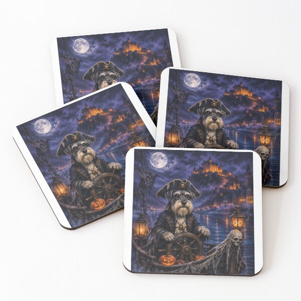 Item preview, Schnauzer sailing the Rhine River in a ghost boat at night designed and sold by Nomad-Paws.