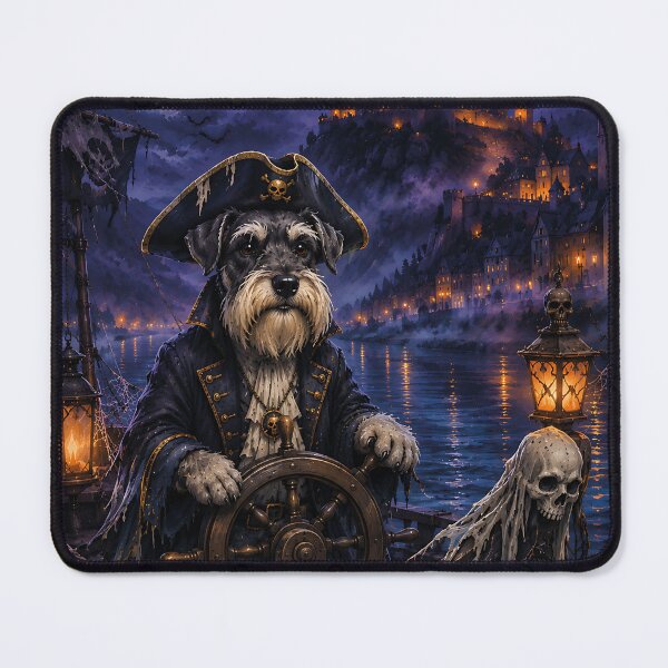Item preview, Schnauzer sailing the Rhine River in a ghost boat at night designed and sold by Nomad-Paws.