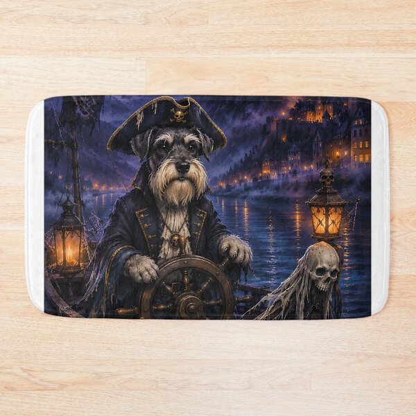 Item preview, Schnauzer sailing the Rhine River in a ghost boat at night designed and sold by Nomad-Paws.