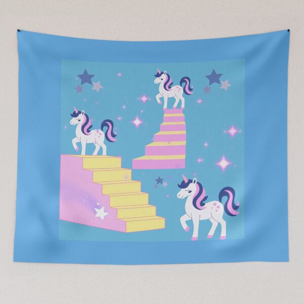 Item preview, Magical Kawaii Unicorns And Dreamy Stairs Pattern designed and sold by Azurart2.