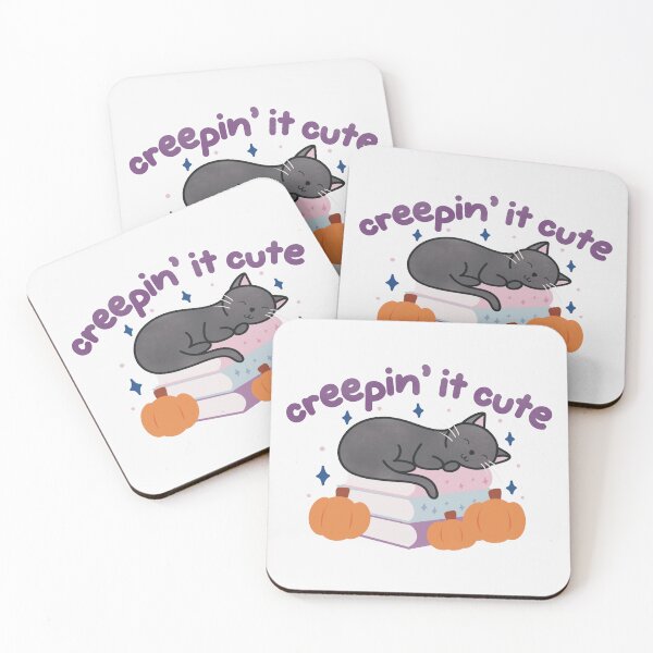 Item preview, Creepin It Cute Bookish Black Cat with Books and Pumpkins designed and sold by winterpumpkin.