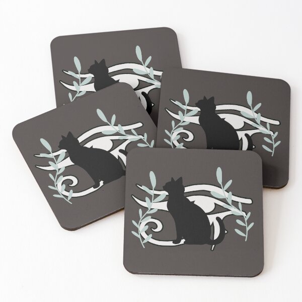 Item preview, Aesthetic Black Cat with Egyptian Eye and Botanical Leaves Minimalist Art designed and sold by LailaStudiosArt.