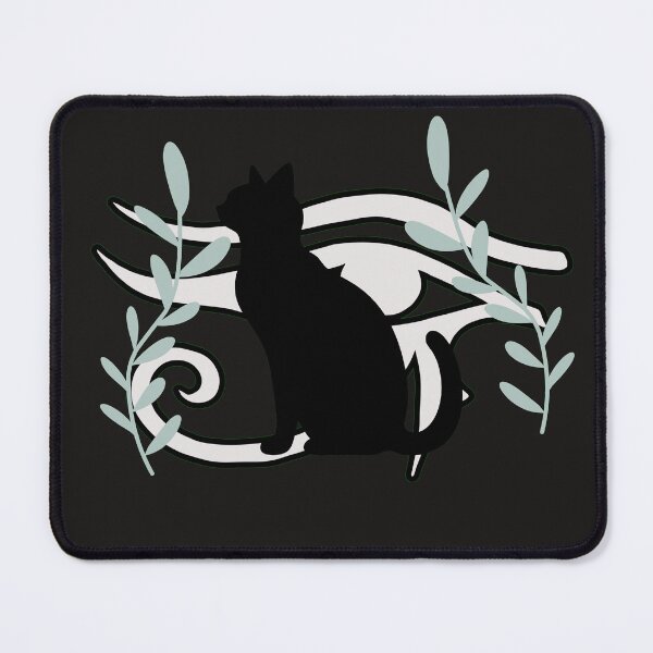 Item preview, Aesthetic Black Cat with Egyptian Eye and Botanical Leaves Minimalist Art designed and sold by LailaStudiosArt.