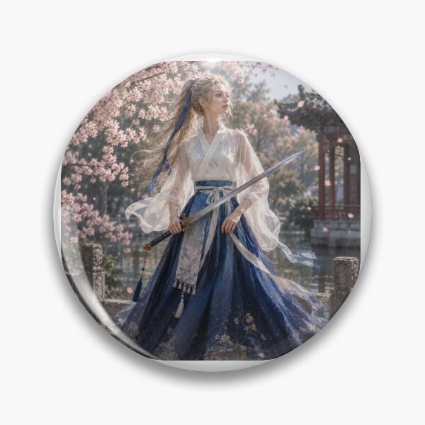 Item preview, Beautiful Watercolor Hanfu Swordswoman Chinese Warrior Art designed and sold by PastelPetalsCo.