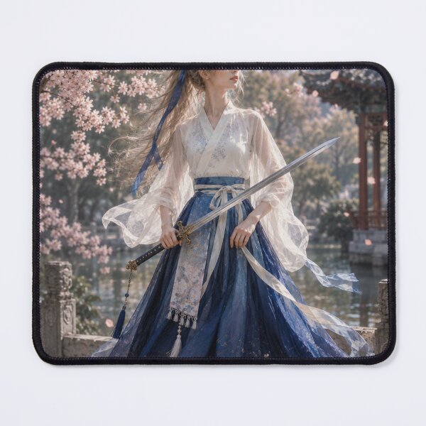 Item preview, Beautiful Watercolor Hanfu Swordswoman Chinese Warrior Art designed and sold by PastelPetalsCo.