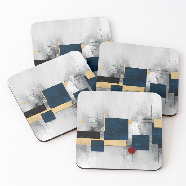 Item preview, Minimalist Royal Blue and Beige Geometric Bauhaus Abstract Wall Art designed and sold by LuxocaDesigns24.