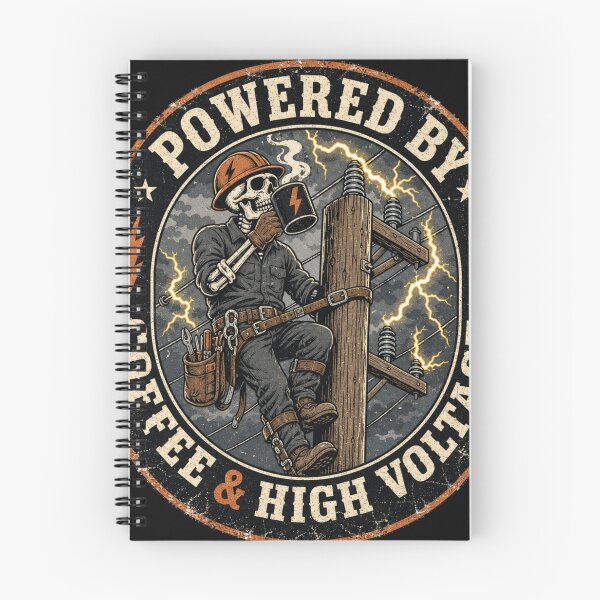 Item preview, Powered By Coffee And High Voltage Lineman Funny Burnout Meme designed and sold by BestCoolStuff.