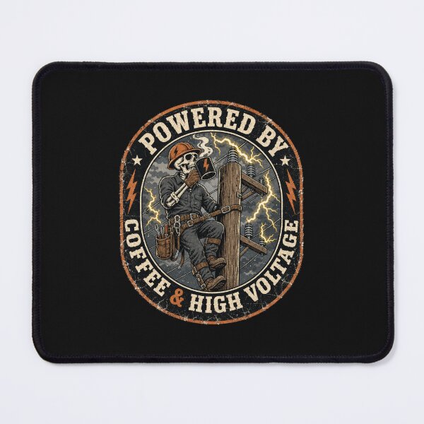 Item preview, Powered By Coffee And High Voltage Lineman Funny Burnout Meme designed and sold by BestCoolStuff.