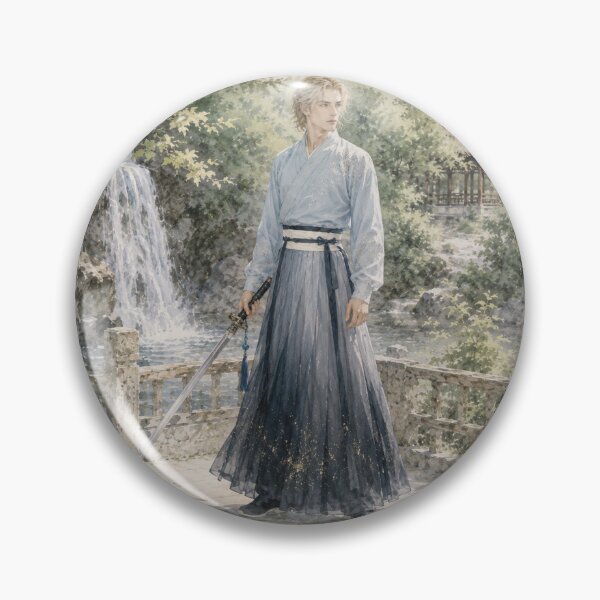 Item preview, Beautiful Watercolor Hanfu Swordsman Chinese Anime Art designed and sold by PastelPetalsCo.
