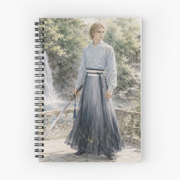 Item preview, Beautiful Watercolor Hanfu Swordsman Chinese Anime Art designed and sold by PastelPetalsCo.
