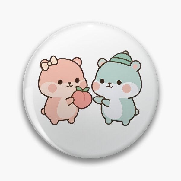 Item preview, Cute Pastel Bears Sharing Peach - Kawaii Fruit Aesthetic designed and sold by Cuddly-Critters.
