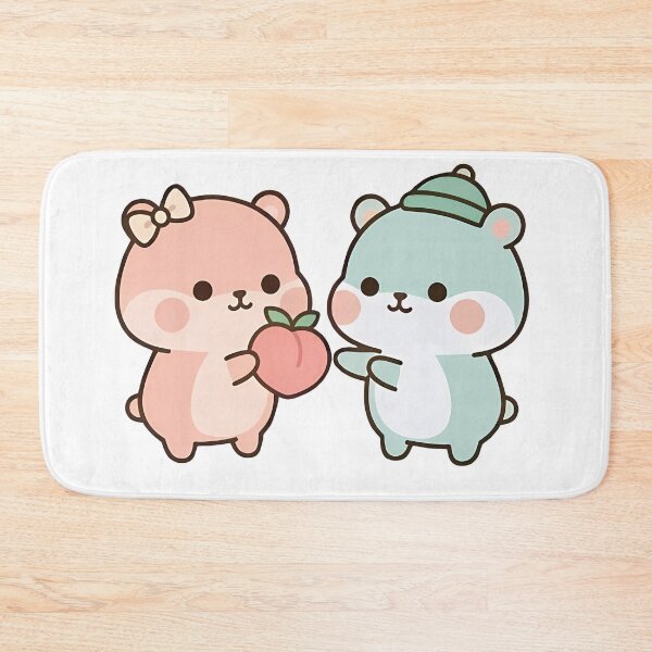 Item preview, Cute Pastel Bears Sharing Peach - Kawaii Fruit Aesthetic designed and sold by Cuddly-Critters.