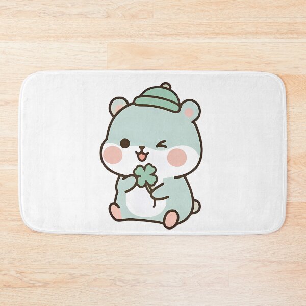 Item preview, Lucky Kawaii Bear Four Leaf Clover - Cute Good Luck Charm designed and sold by Cuddly-Critters.