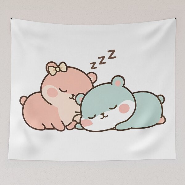 Item preview, Cozy Napping Bear Couple - Kawaii Sleeping Pastel Bears designed and sold by Cuddly-Critters.