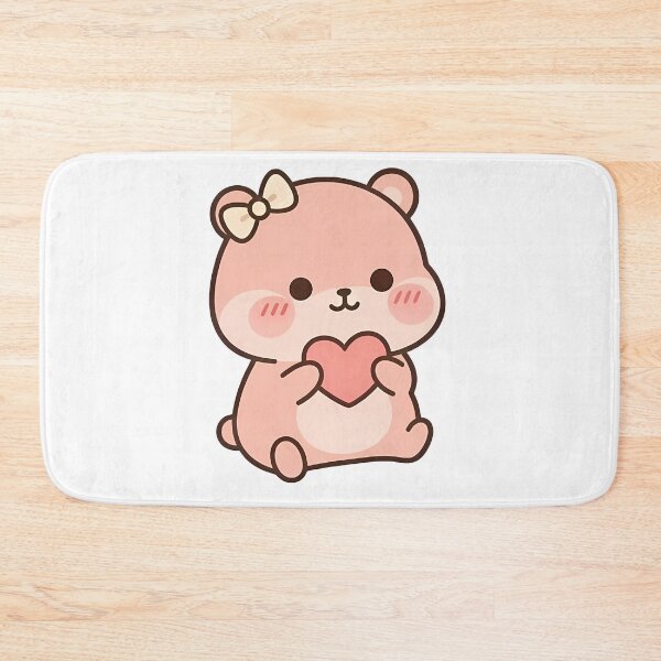 Item preview, Cute Pink Kawaii Bear Holding Heart - Sweet Valentine Love designed and sold by Cuddly-Critters.