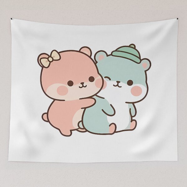 Item preview, Wholesome Kawaii Bear Hug - Cute Soft Pastel Couple designed and sold by Cuddly-Critters.