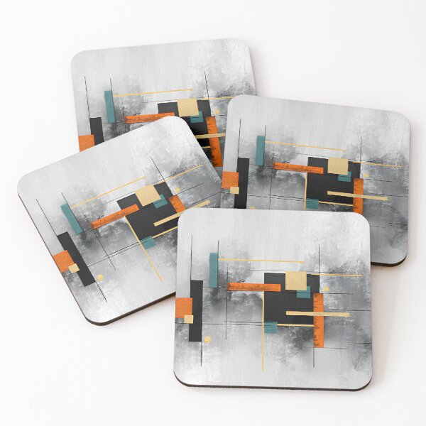 Item preview, Minimalist Turquoise and Orange Geometric Bauhaus Abstract Wall Art designed and sold by LuxocaDesigns24.