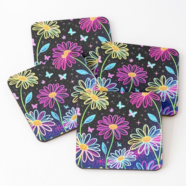 Item preview, Neon Glow Aesthetic Cosmic Flowers and Butterflies designed and sold by INKRebelGraphic.