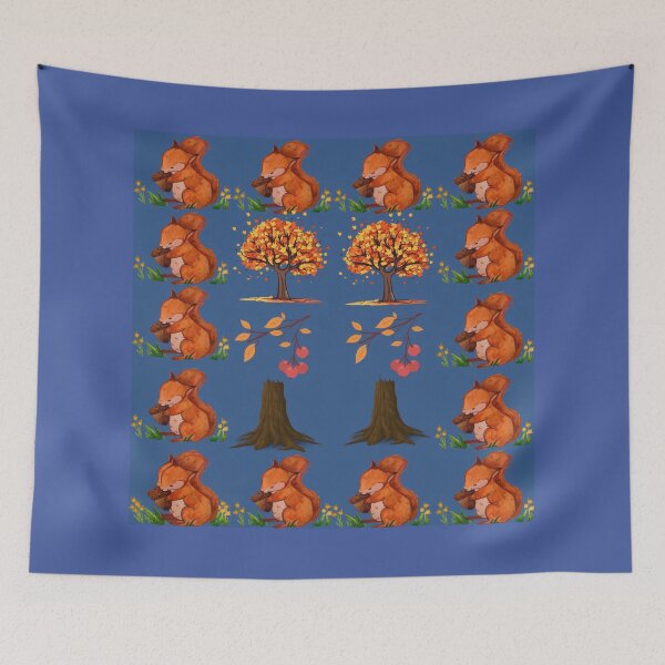 Item preview, Cozy Autumn Squirrels And Fall Forest Pattern designed and sold by Azurart2.