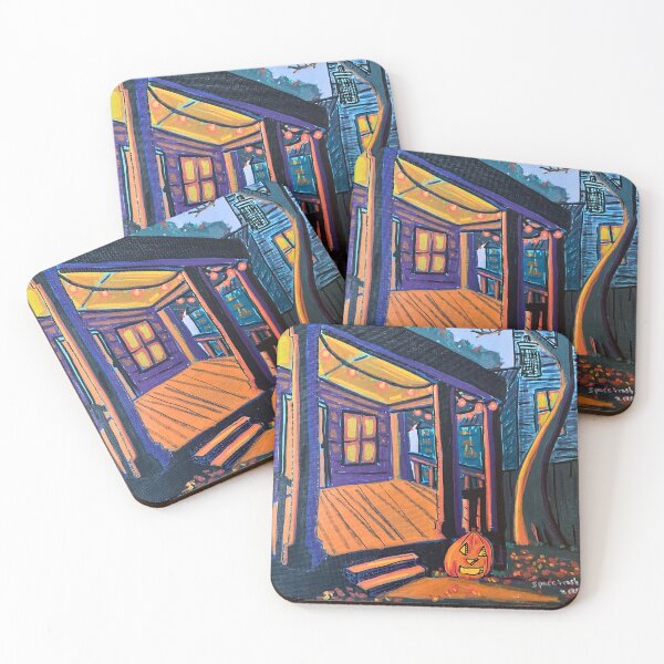 Item preview, Halloweenie - Nostalgic Halloween Porch Scene Art designed and sold by Spacetrashpress.