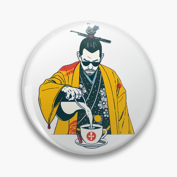 Item preview, Japanese Samurai Barista Pouring Coffee designed and sold by Structure-Blue.