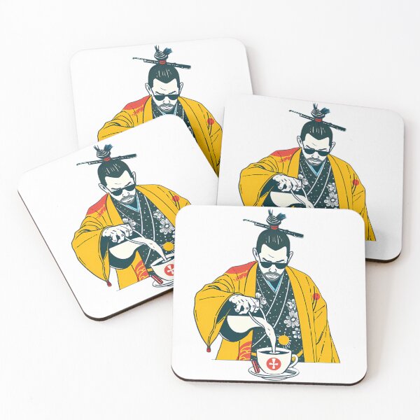 Item preview, Japanese Samurai Barista Pouring Coffee designed and sold by Structure-Blue.